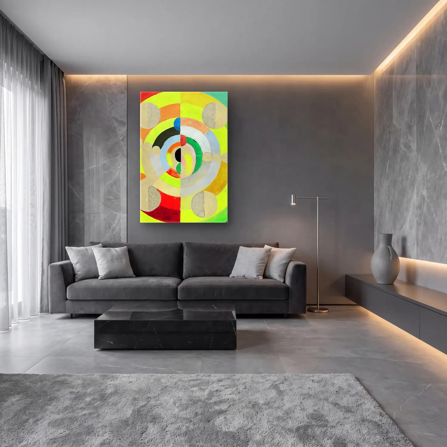 Robert Delaunay – Disc-Relief cam tablo — lüks salon duvarında