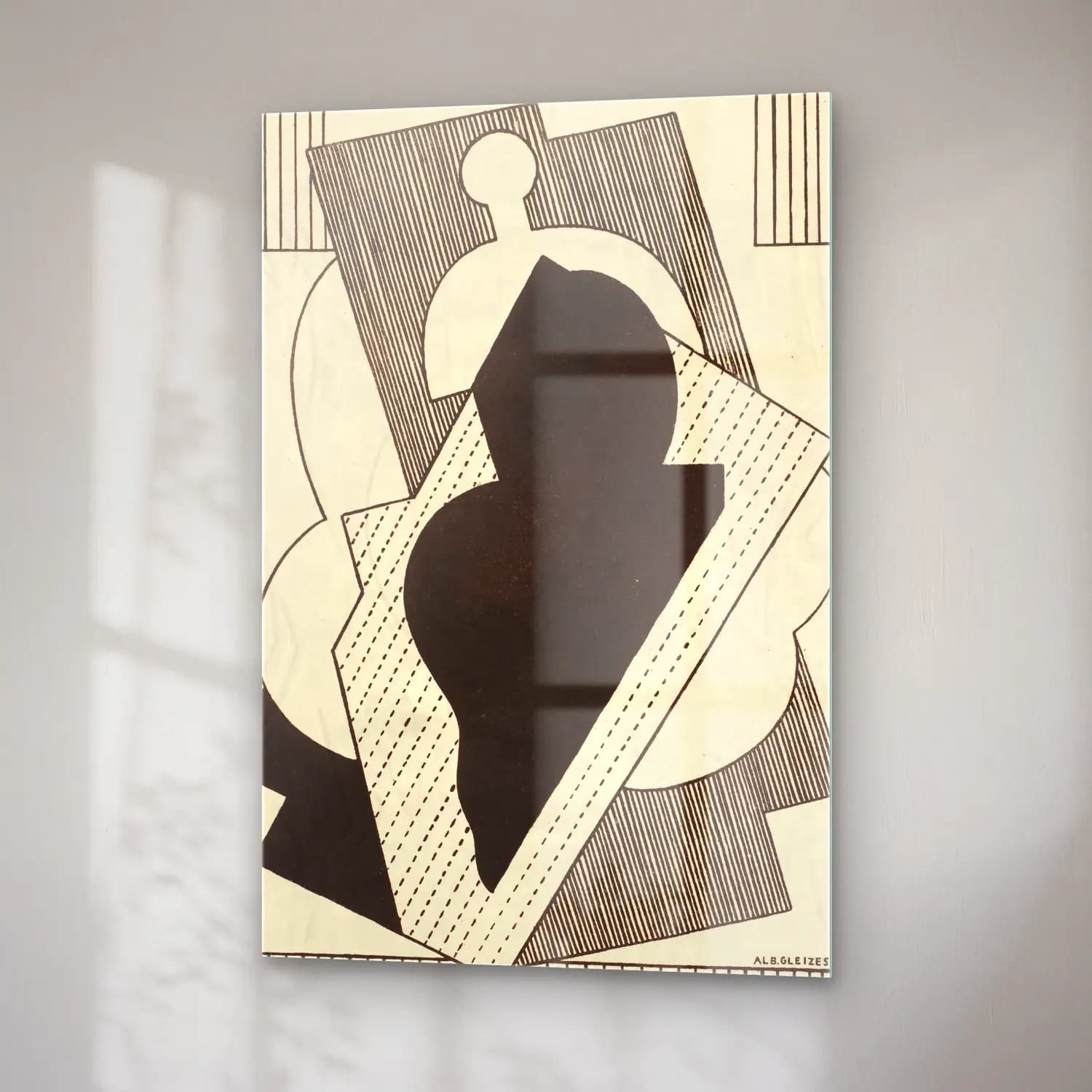 Albert Gleizes – Cubist Composition (Centre Noir) cam tablo — sağ açıdan görünüm