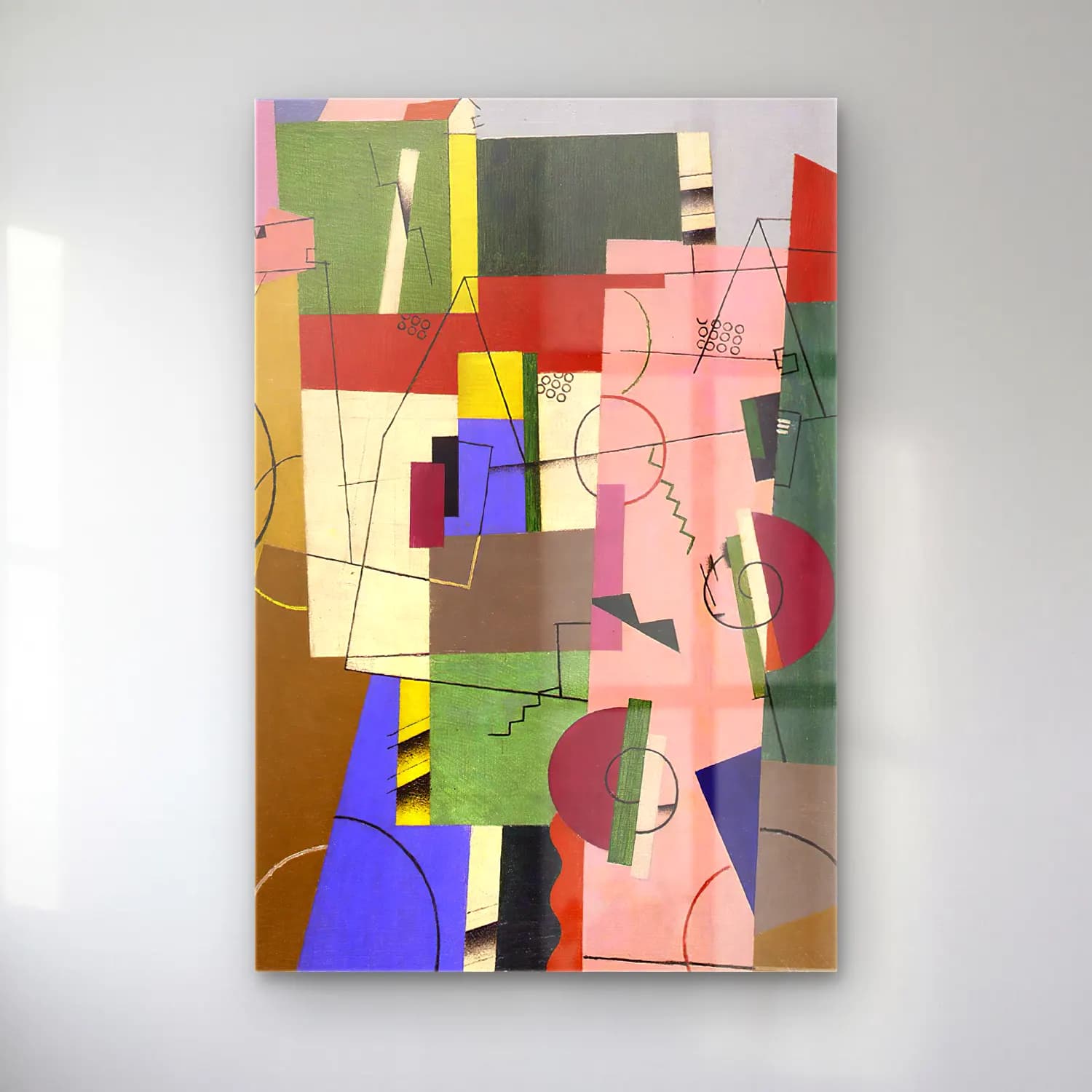 Georges Valmier – Landscape – Pembe Tonlar cam tablo — Georges Valmier – Landscape – Pembe Tonlar — modern soyut soyut formlar