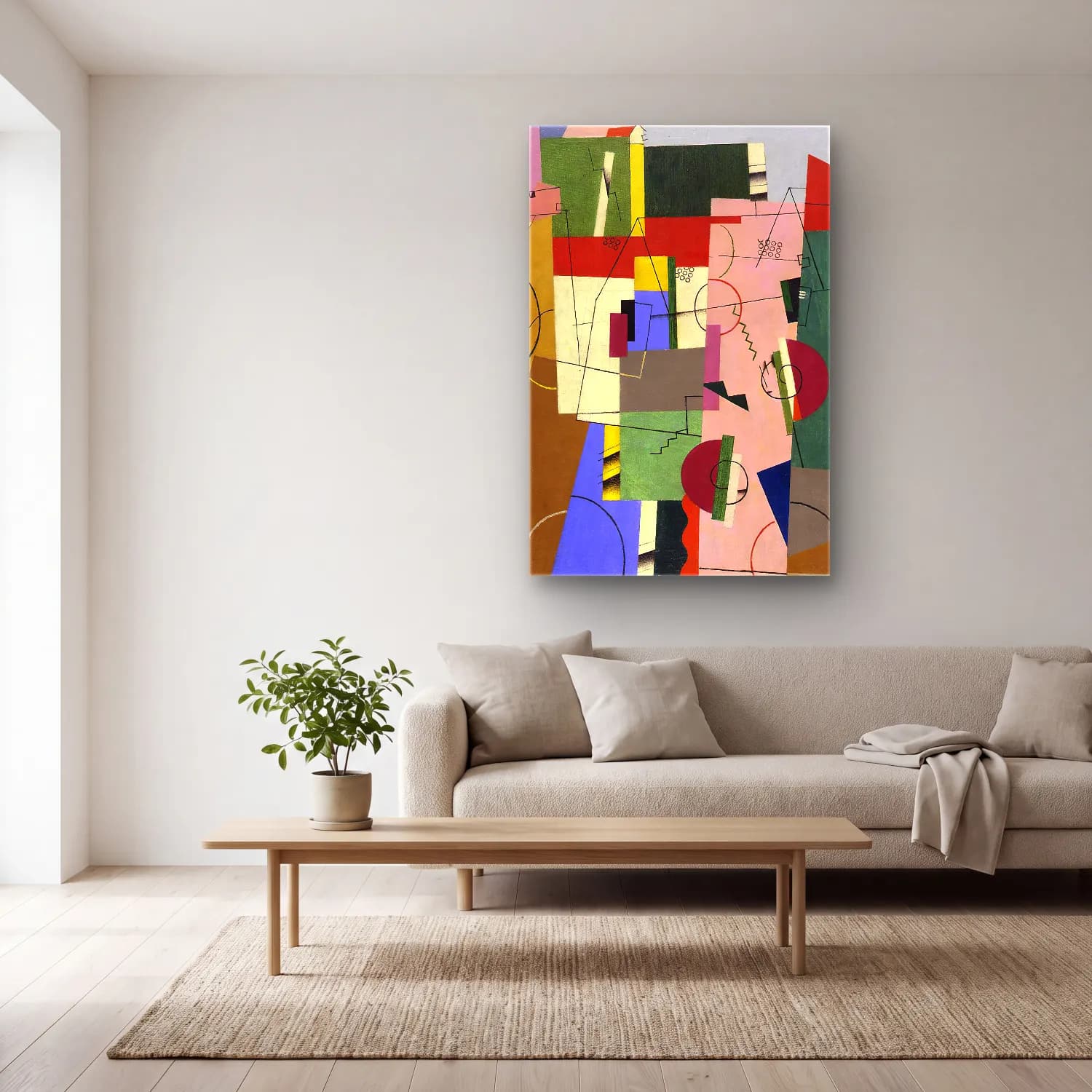 Georges Valmier – Landscape – Pembe Tonlar cam tablo — açık renk salonda