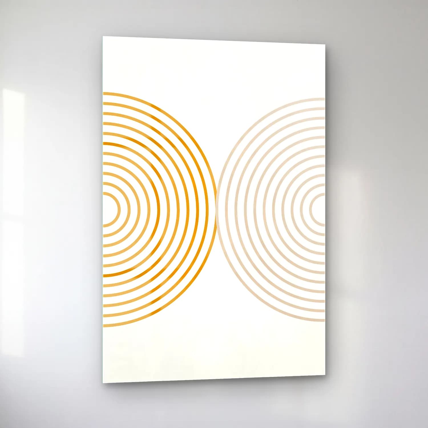 Çizgi Sanatı Geometrik Daireler No. 13 cam tablo — sol açıdan görünüm