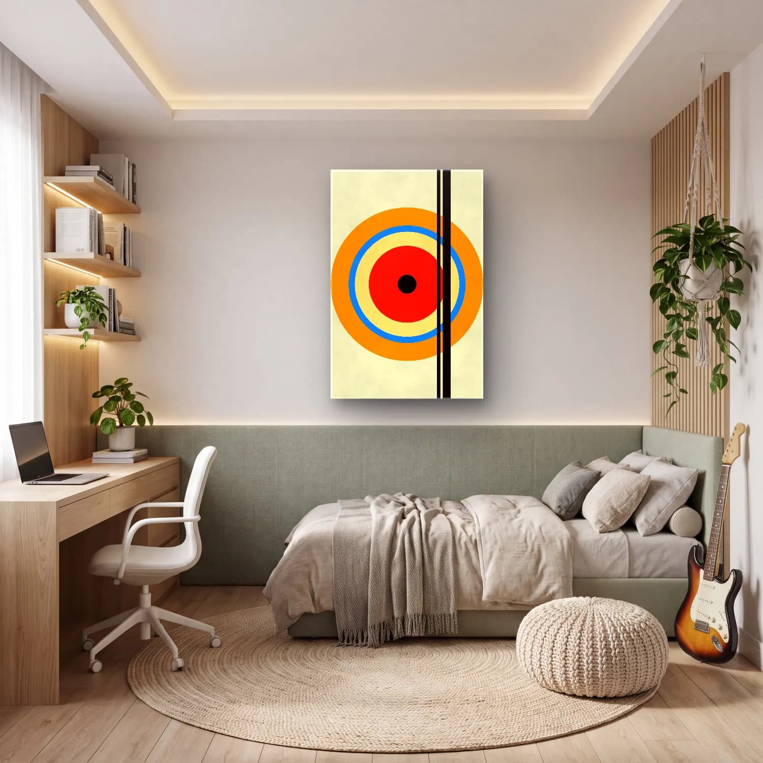 Bauhaus Geometrik Daireler No. 43 cam tablo — genç odasında