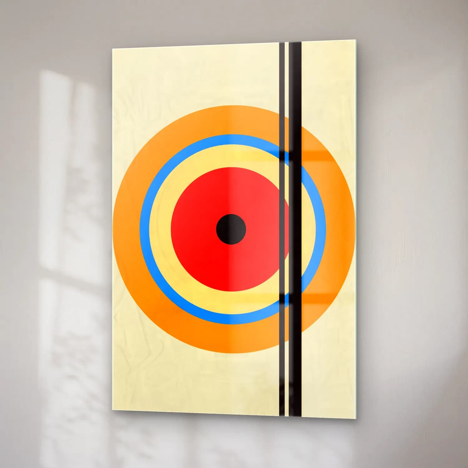 Bauhaus Geometrik Daireler No. 43 cam tablo — sağ açıdan görünüm