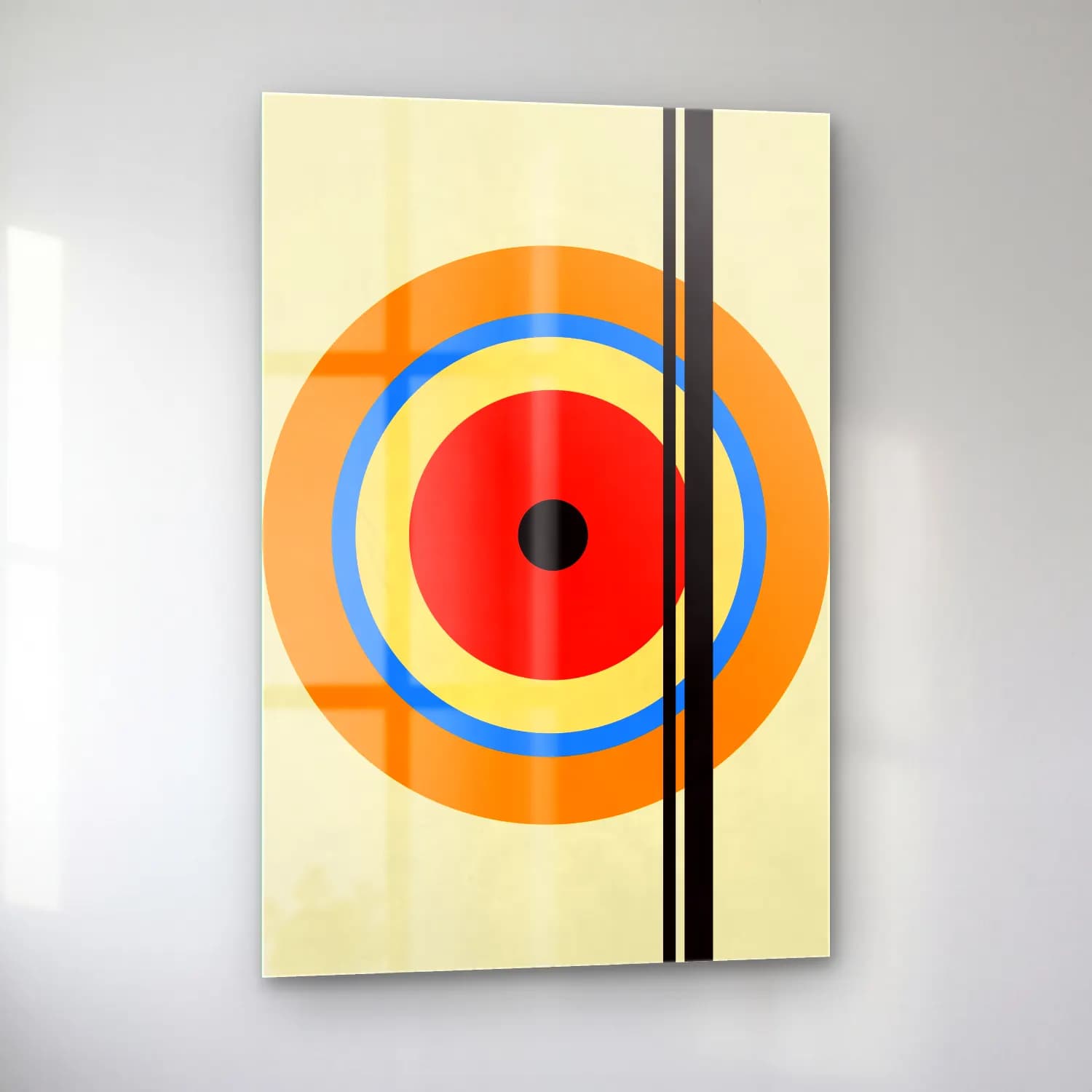Bauhaus Geometrik Daireler No. 43 cam tablo — sol açıdan görünüm