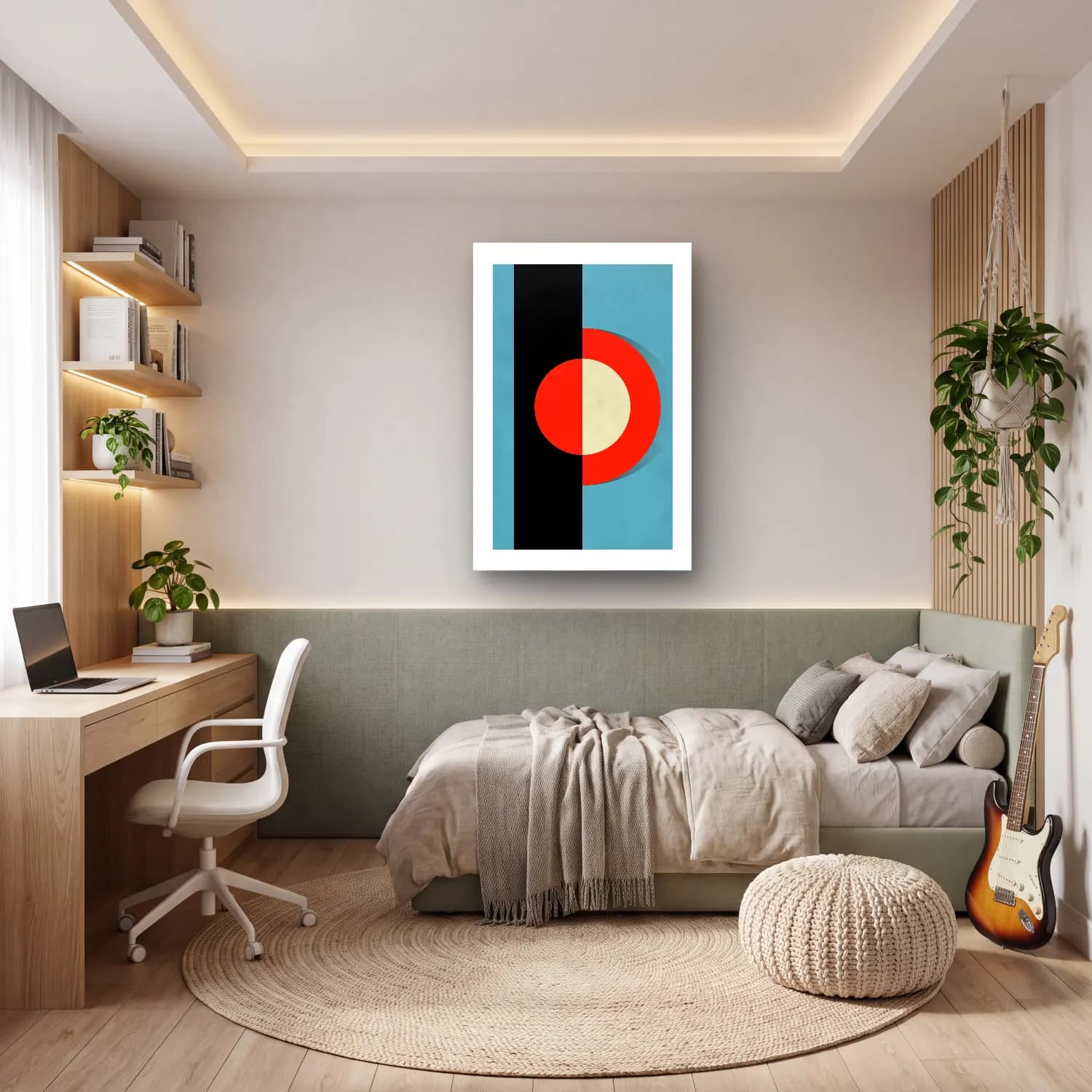 Bauhaus Geometrik Daireler No. 44 cam tablo — genç odasında