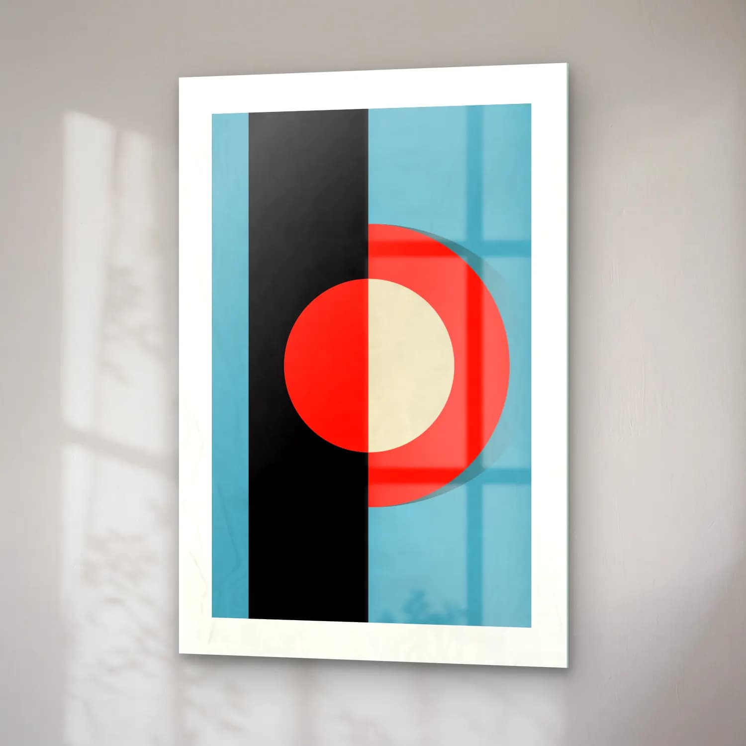 Bauhaus Geometrik Daireler No. 44 cam tablo — sağ açıdan görünüm