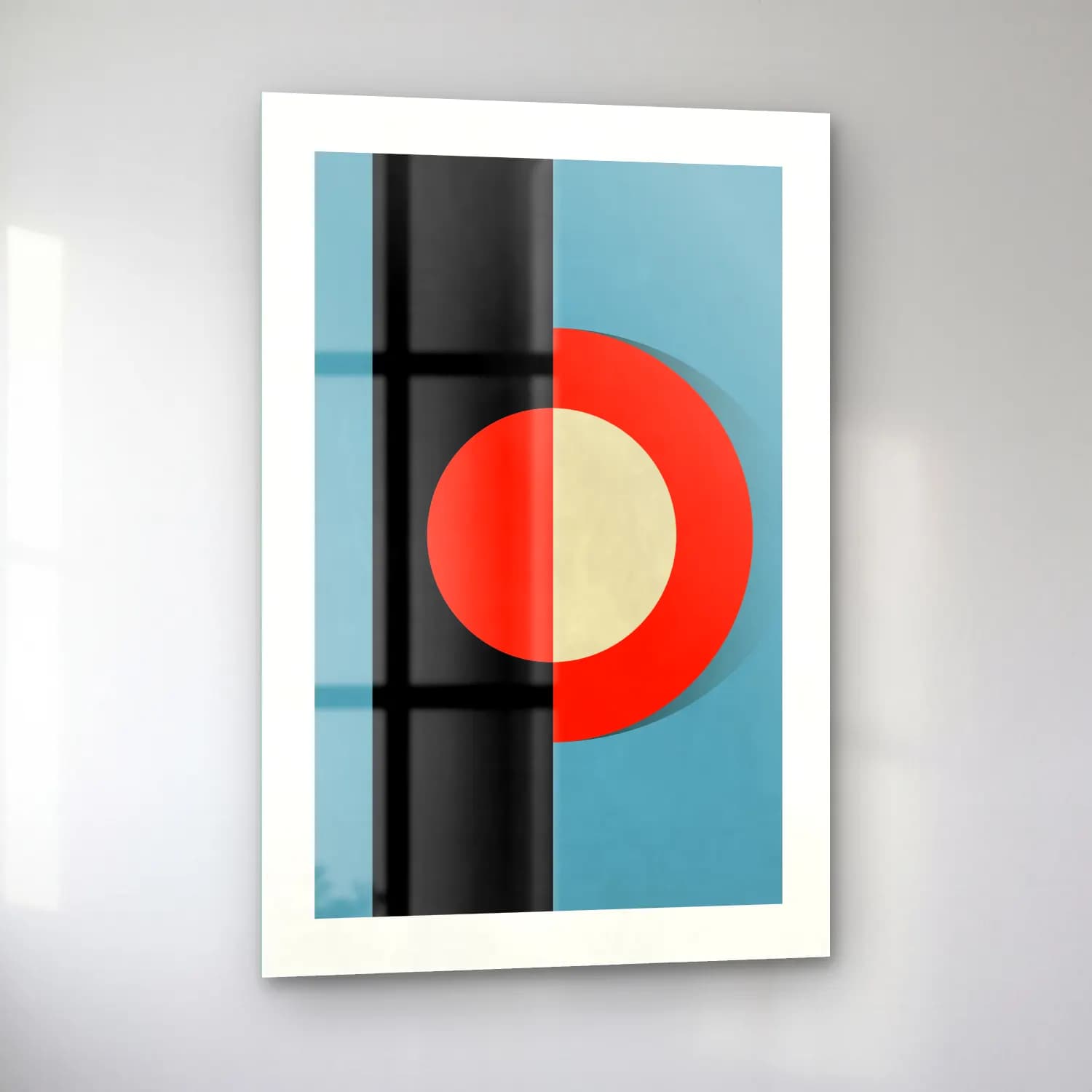 Bauhaus Geometrik Daireler No. 44 cam tablo — sol açıdan görünüm