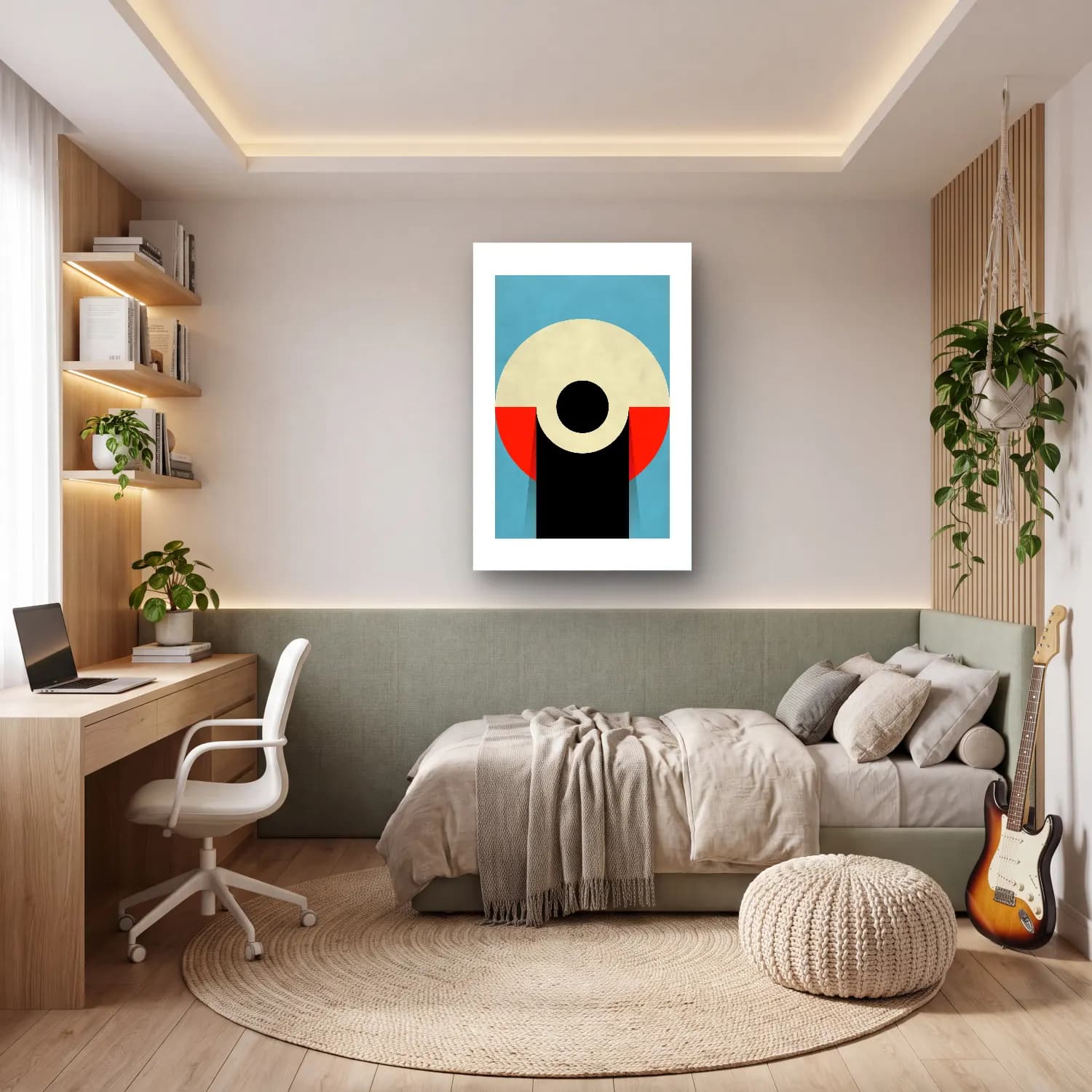 Bauhaus Soyut Kemer No. 15 cam tablo — genç odasında
