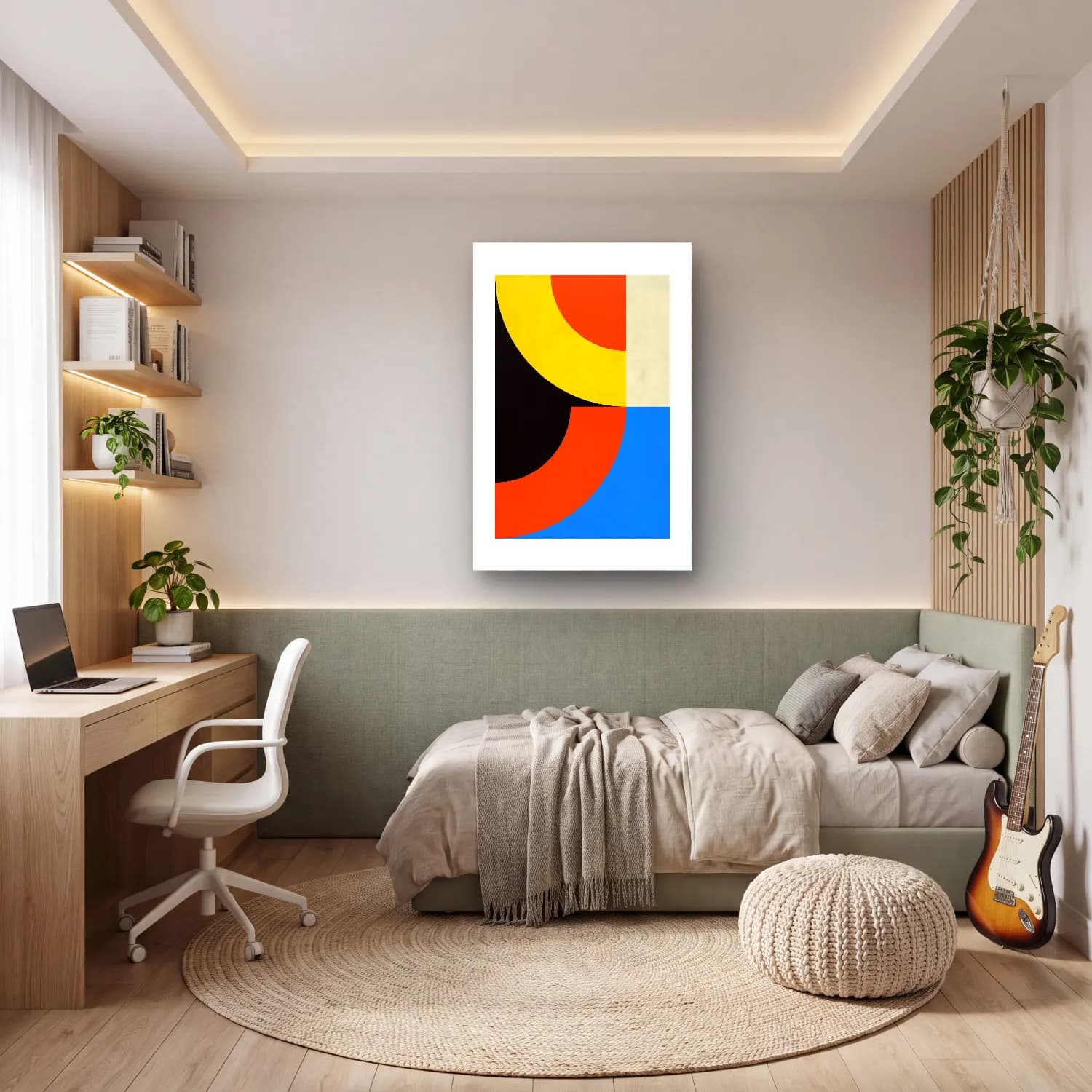 Bauhaus Soyut Kemer No. 16 cam tablo — genç odasında