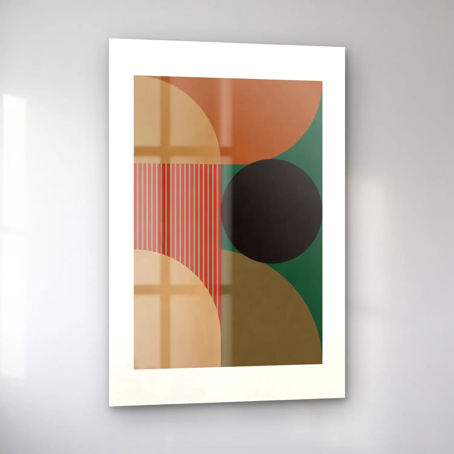 Boho Geometrik Daireler – Turkuaz Tonlar cam tablo — sol açıdan görünüm
