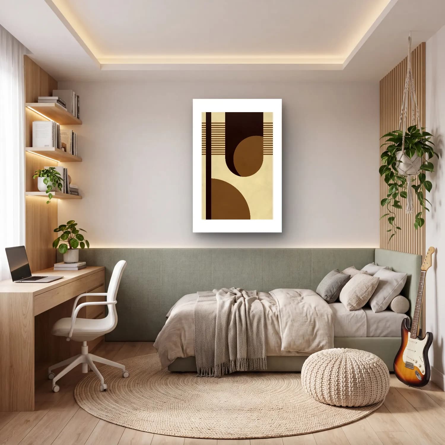 Bauhaus Geometrik Daireler No. 45 cam tablo — genç odasında