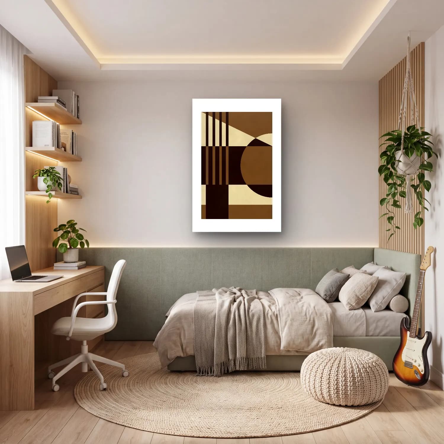 Bauhaus Geometrik Daireler No. 46 cam tablo — genç odasında