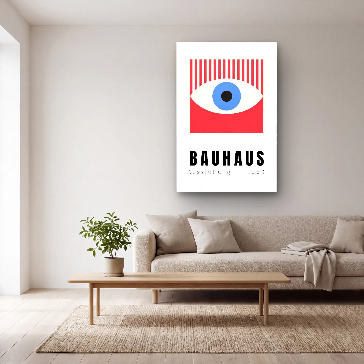 Bauhaus Fotoğraf Makinesi cam tablo — açık renk salonda