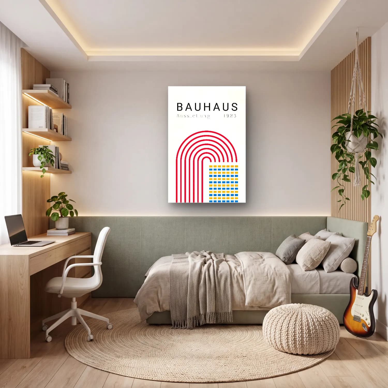 Bauhaus Yazılı Tasarım No. 11 cam tablo — genç odasında