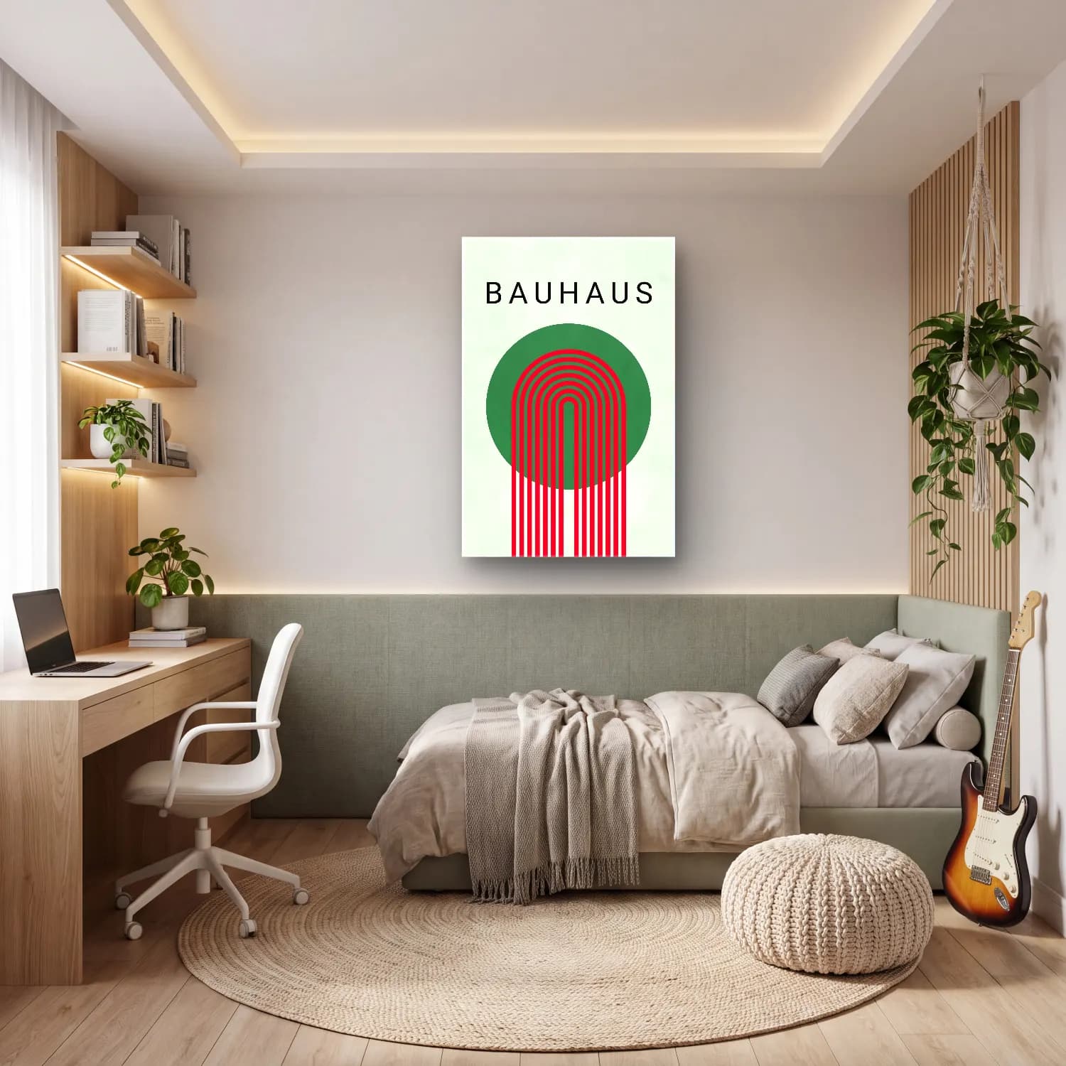 Bauhaus Soyut Kemer No. 17 cam tablo — genç odasında