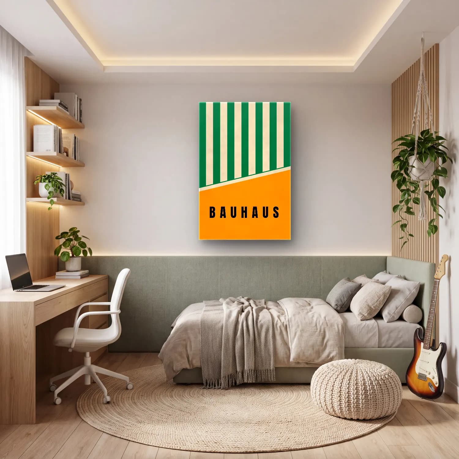 Bauhaus Yazılı Tasarım No. 12 cam tablo — genç odasında