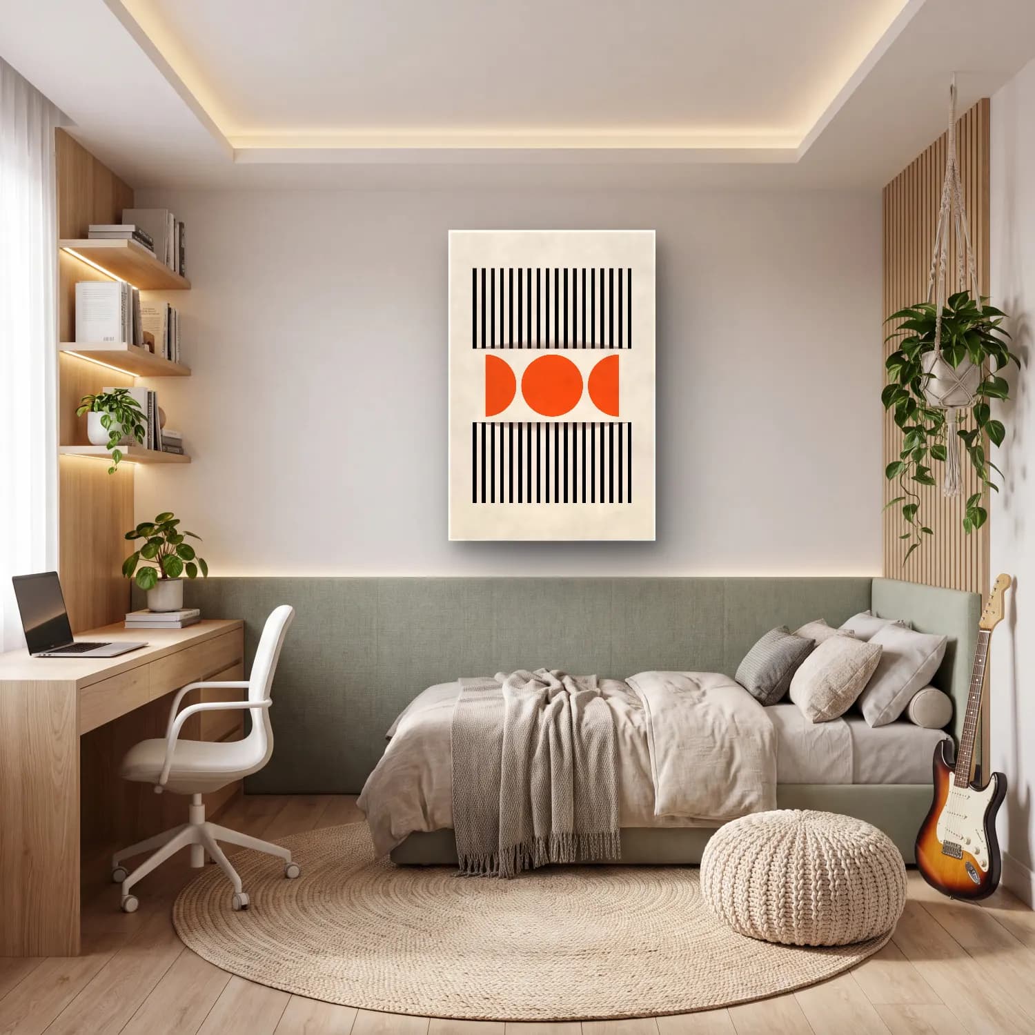 Bauhaus Geometrik Daireler No. 51 cam tablo — genç odasında