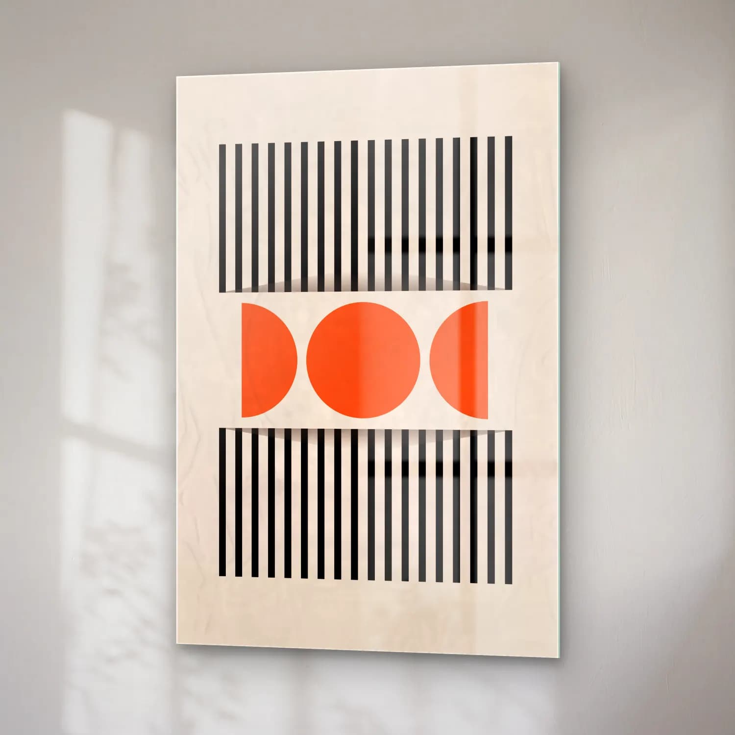 Bauhaus Geometrik Daireler No. 51 cam tablo — sağ açıdan görünüm