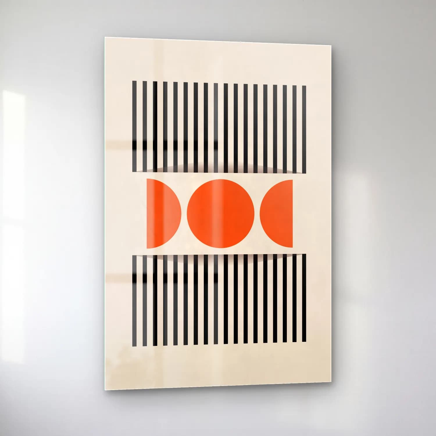 Bauhaus Geometrik Daireler No. 51 cam tablo — sol açıdan görünüm