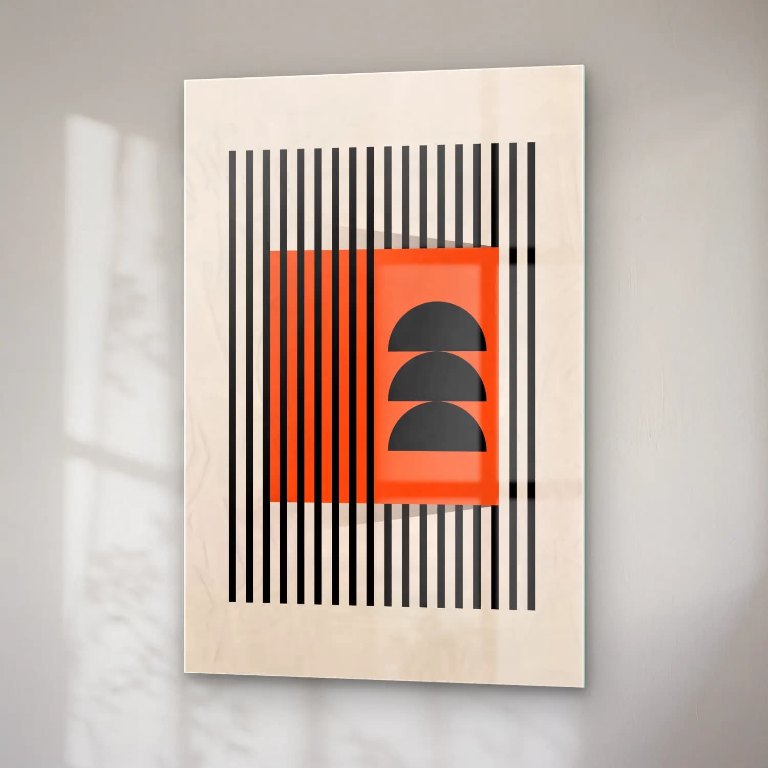 Bauhaus Soyut Kemer No. 18 cam tablo — sağ açıdan görünüm