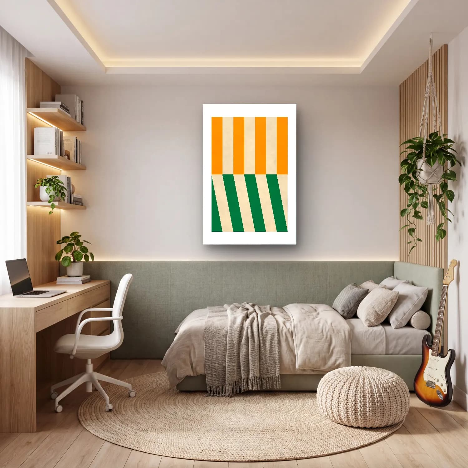 Modern Soyut Dama Deseni No. 8 cam tablo — genç odasında