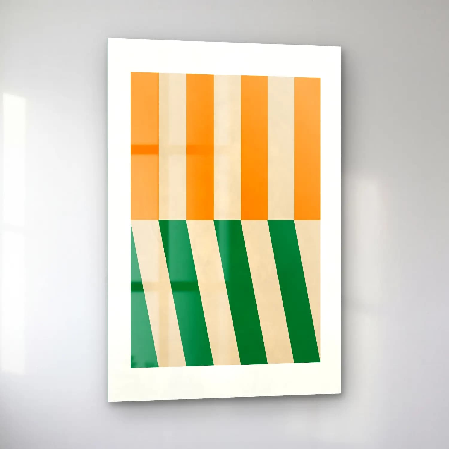 Modern Soyut Dama Deseni No. 8 cam tablo — sol açıdan görünüm