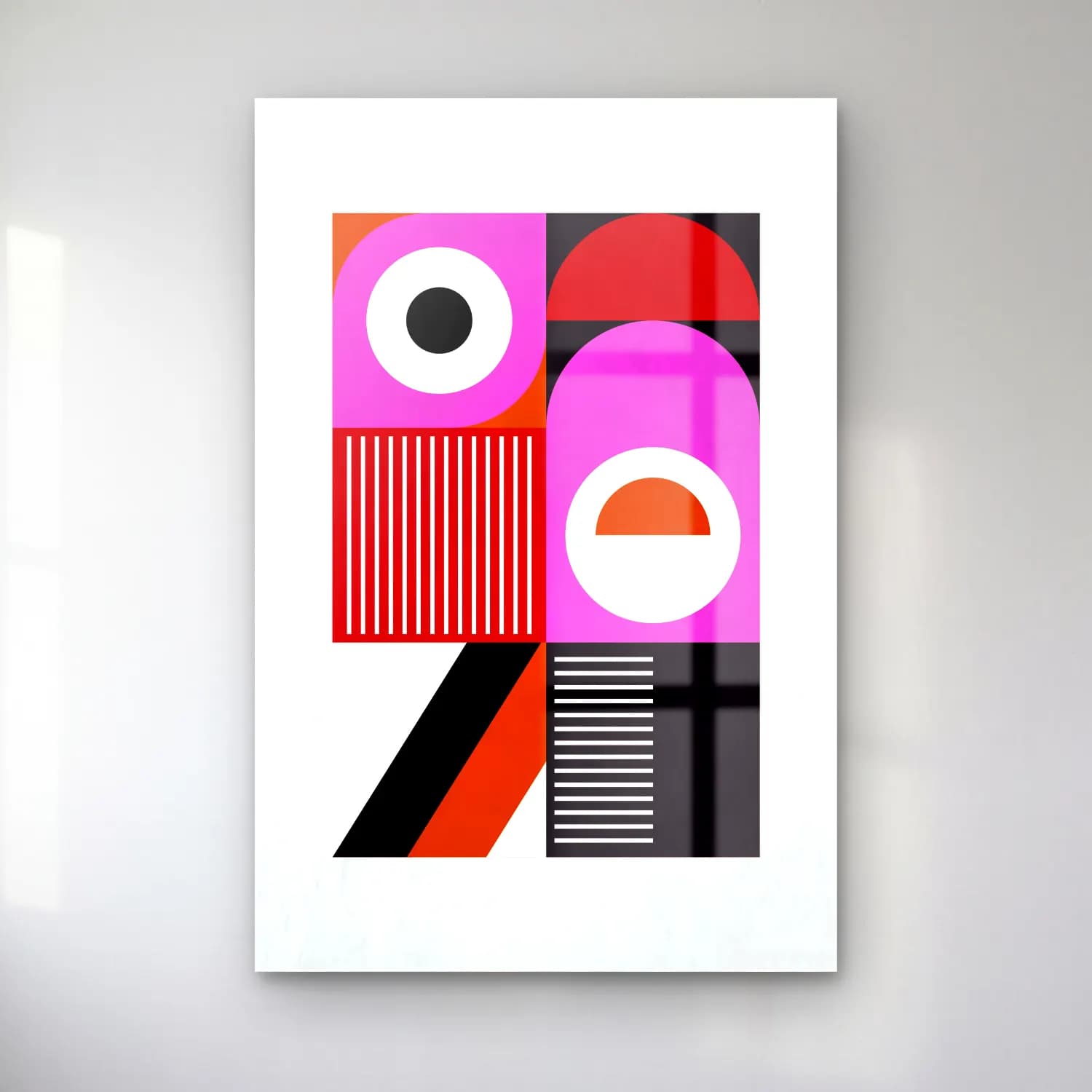 Bauhaus Soyut Yüz – Pembe Tonlar cam tablo — Bauhaus Soyut Yüz – Pembe Tonlar — bauhaus soyut yüz