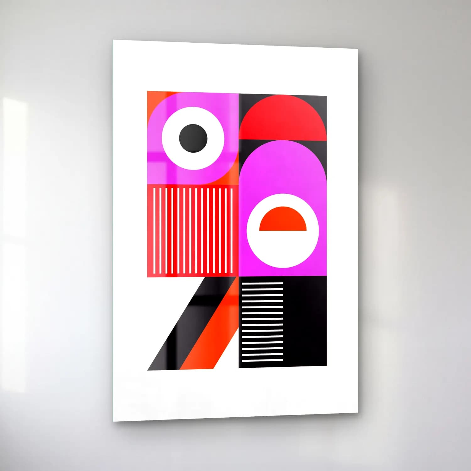 Bauhaus Soyut Yüz – Pembe Tonlar cam tablo — sol açıdan görünüm