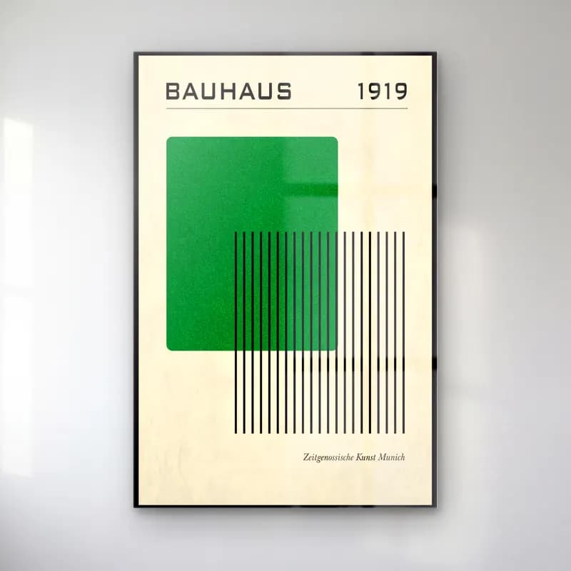 Bauhaus Soyut Formlar – Yeşil Tonlar cam tablo — Bauhaus Soyut Formlar – Yeşil Tonlar — bauhaus soyut formlar