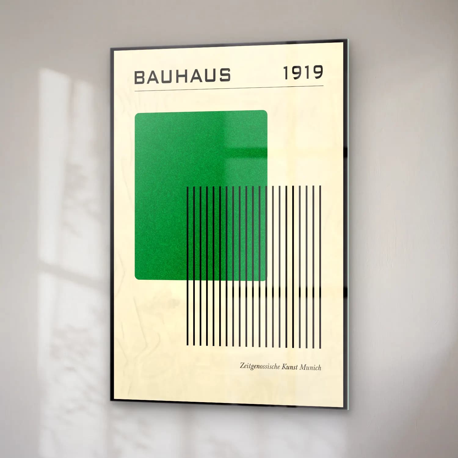 Bauhaus Soyut Formlar – Yeşil Tonlar cam tablo — sağ açıdan görünüm
