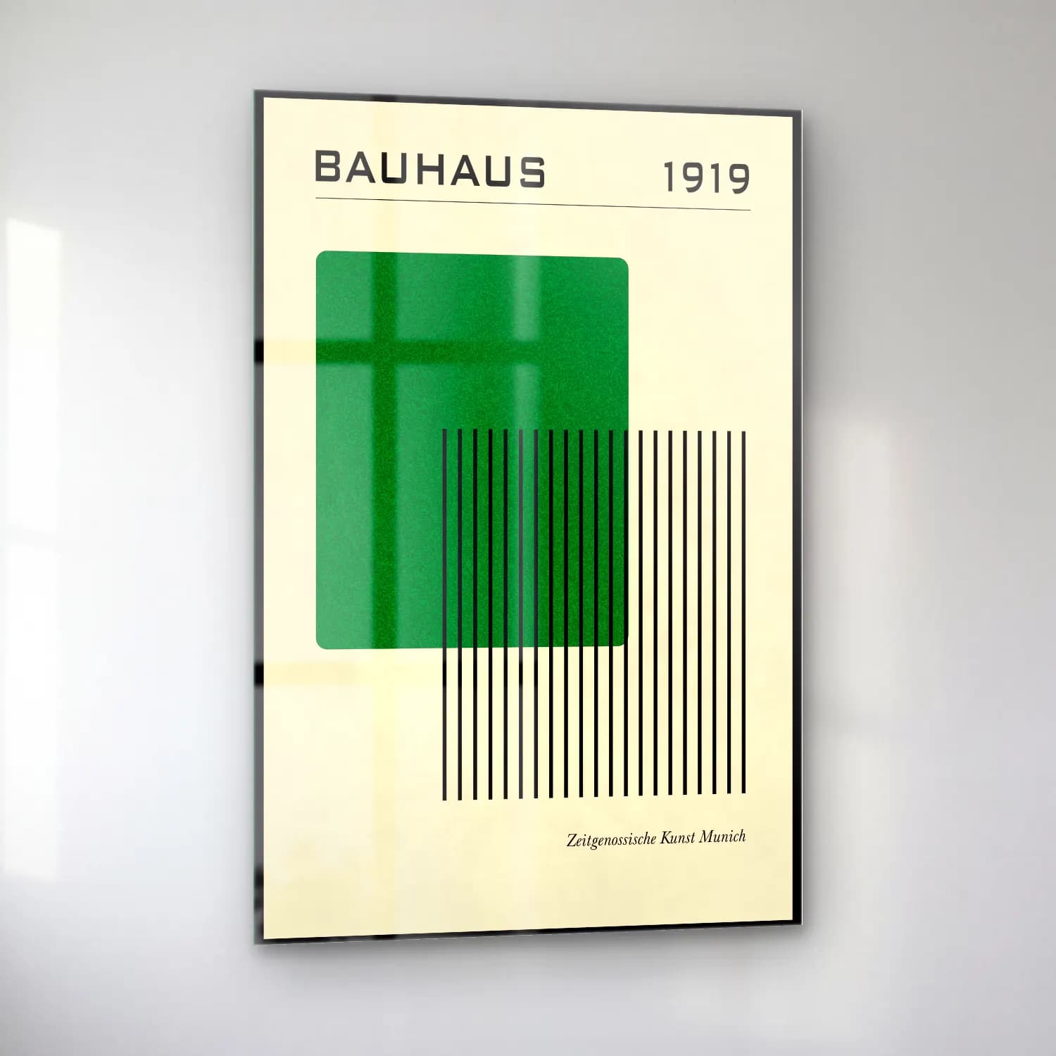 Bauhaus Soyut Formlar – Yeşil Tonlar cam tablo — sol açıdan görünüm