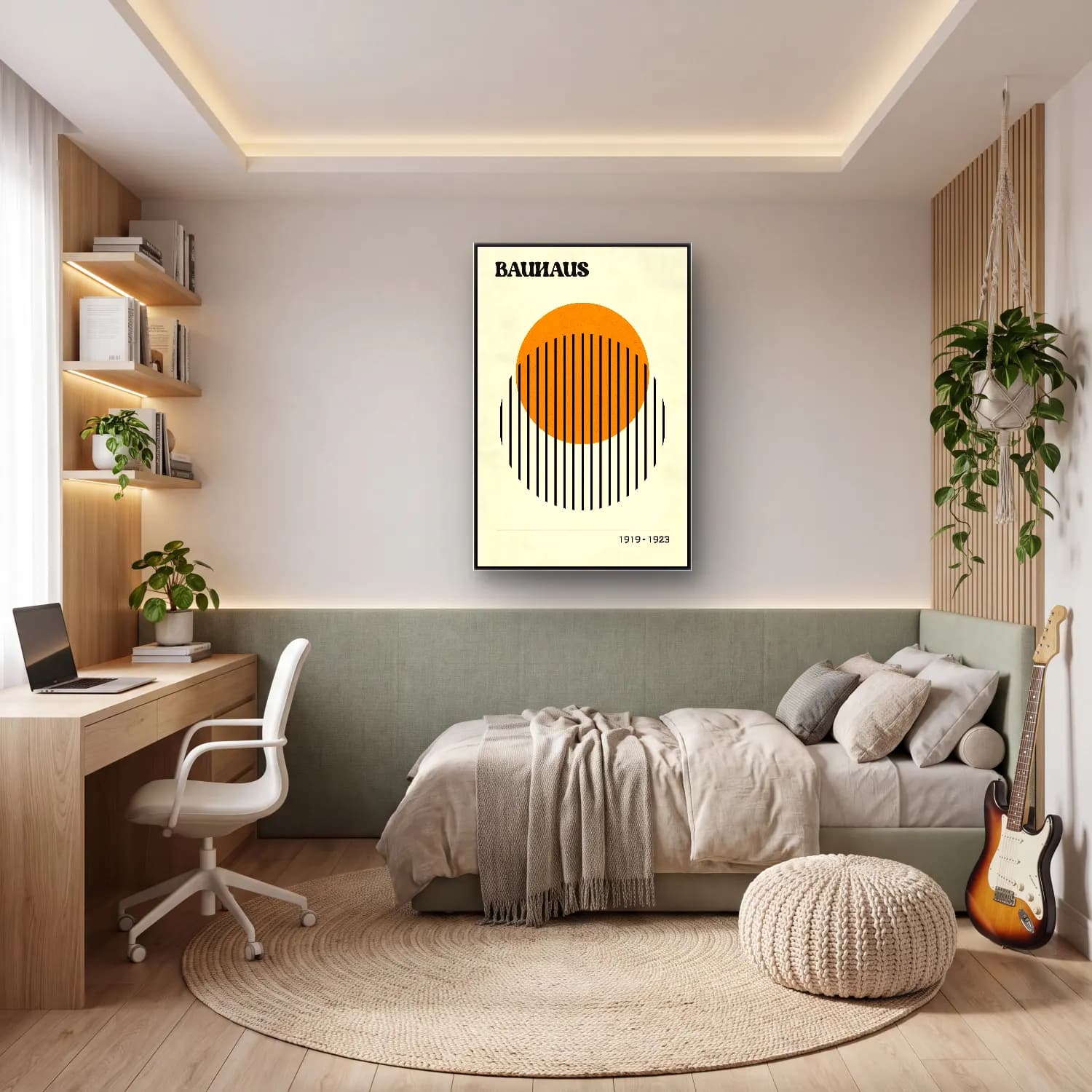 Bauhaus Geometrik Daireler No. 53 cam tablo — genç odasında