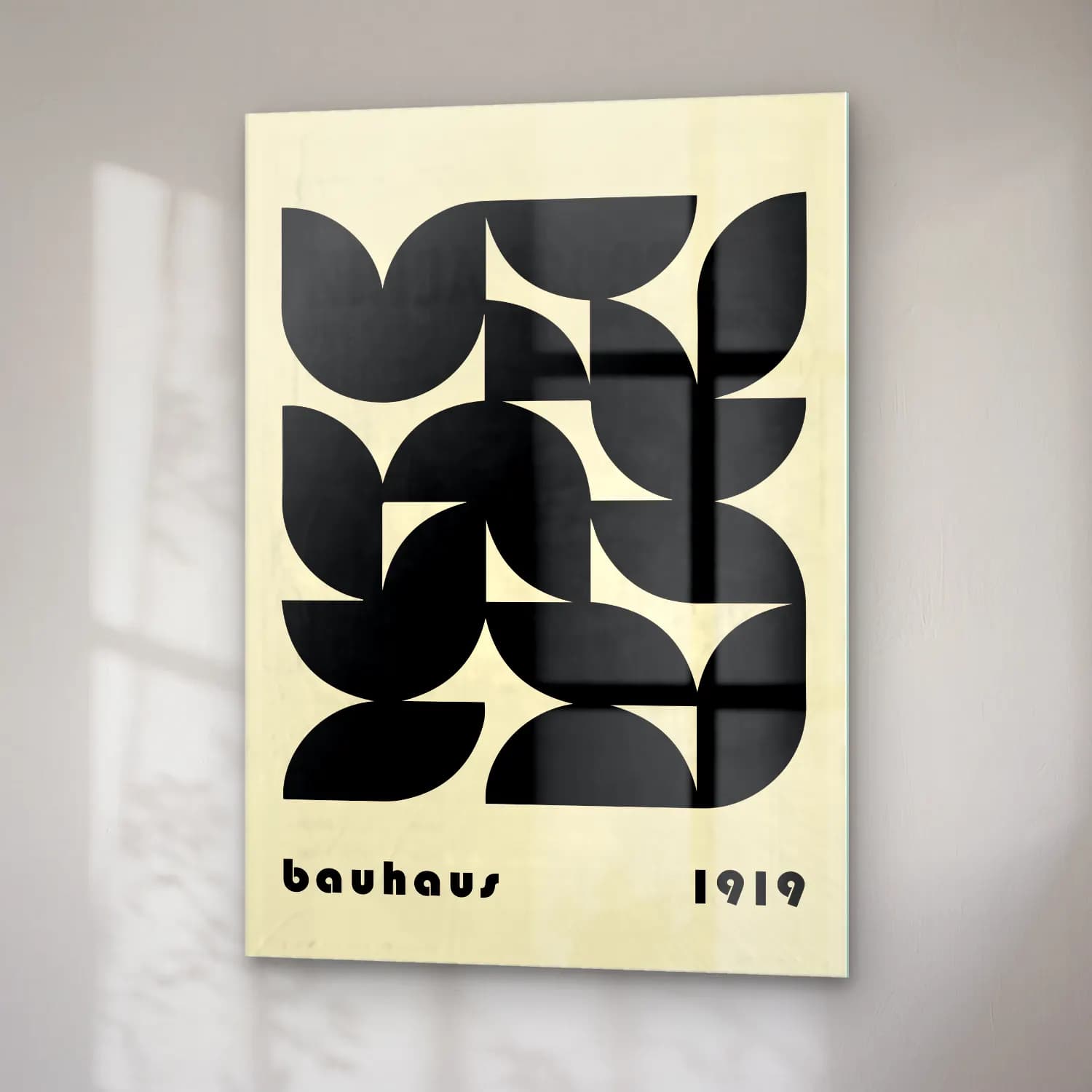 Bauhaus Soyut Formlar No. 13 cam tablo — sağ açıdan görünüm