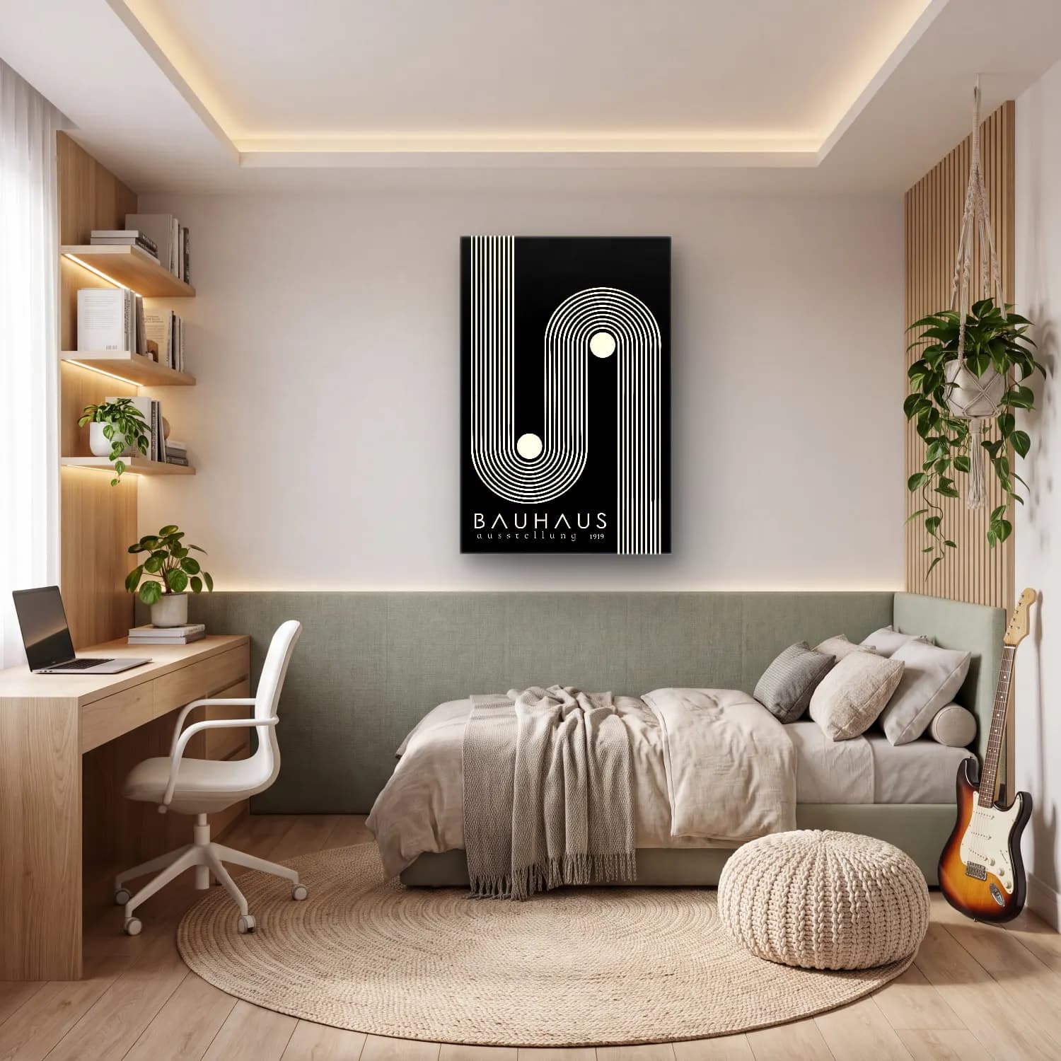 Bauhaus Soyut Kemer No. 20 cam tablo — genç odasında