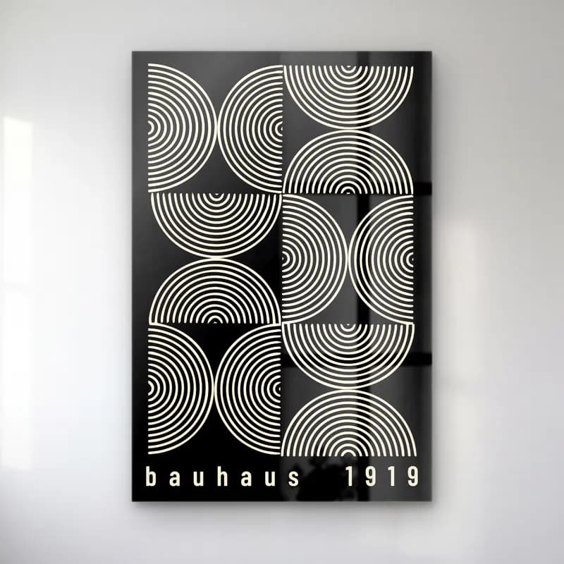 Siyah Beyaz Geometrik Daireler No. 8 cam tablo — Siyah Beyaz Geometrik Daireler No. 8 — siyah beyaz geometrik daireler