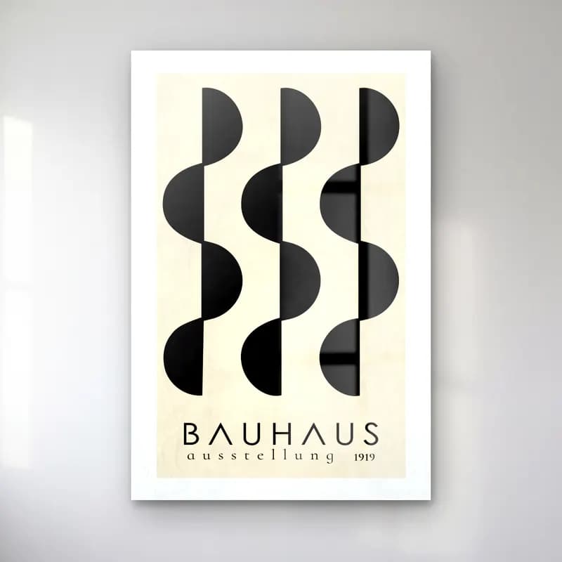 Bauhaus Dalgalı Çizgiler No. 5 cam tablo — Bauhaus Dalgalı Çizgiler No. 5 — bauhaus dalgalı çizgiler