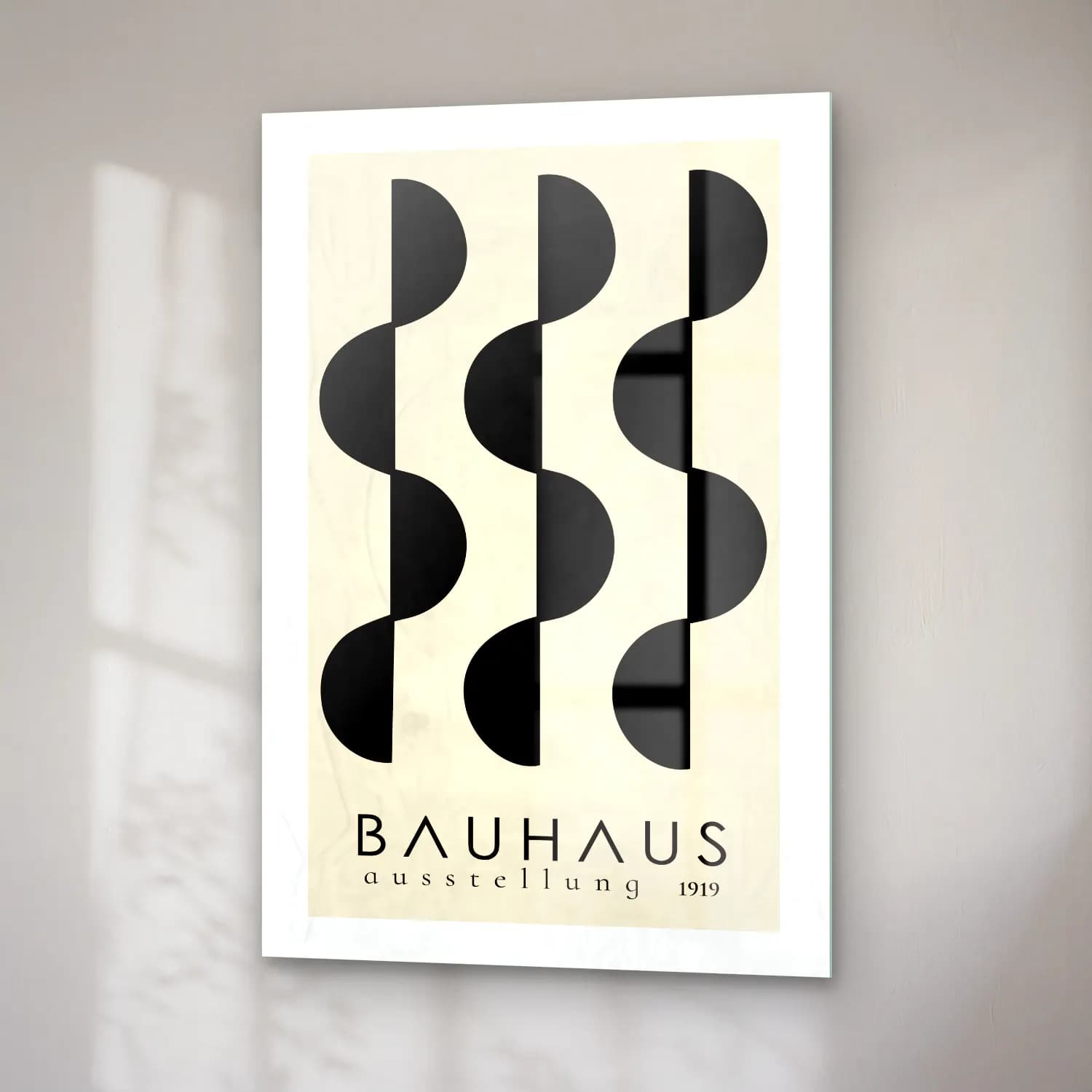 Bauhaus Dalgalı Çizgiler No. 5 cam tablo — sağ açıdan görünüm
