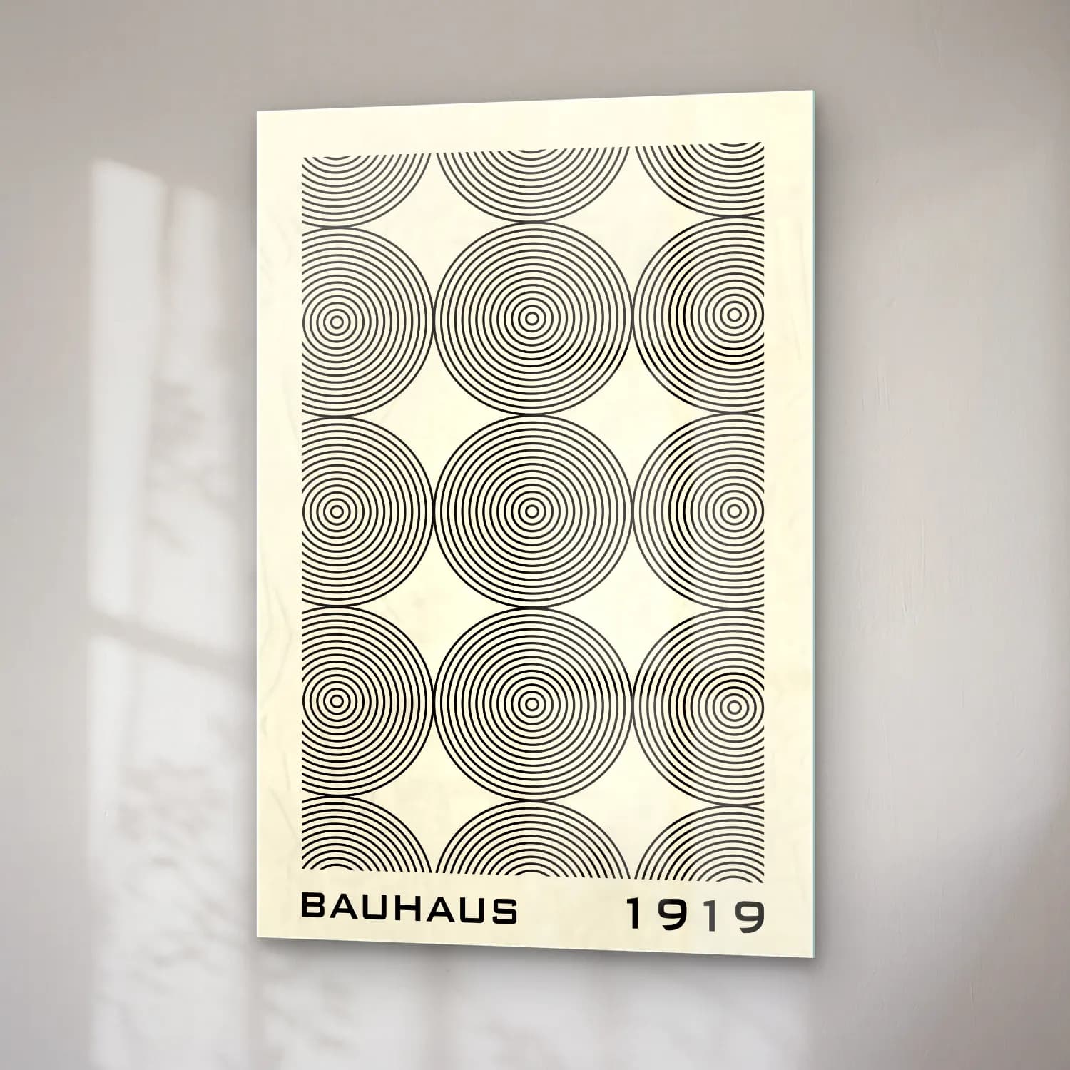 Retro Geometrik Daireler No. 25 cam tablo — sağ açıdan görünüm