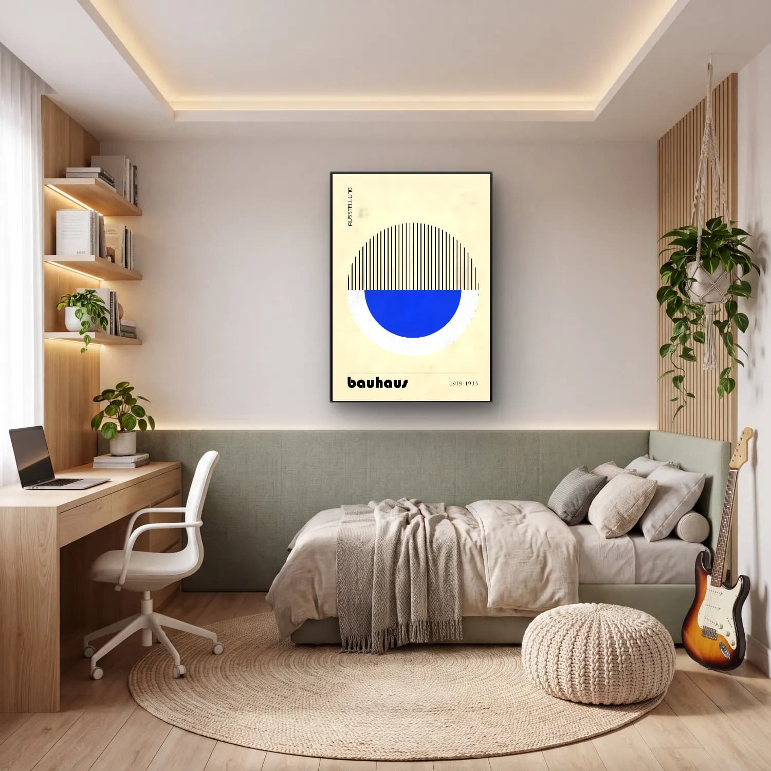 Bauhaus Geometrik Daireler No. 54 cam tablo — genç odasında
