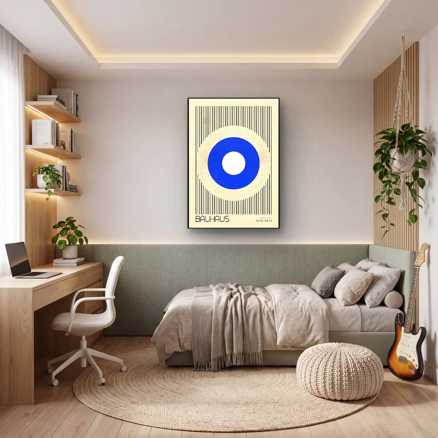 Bauhaus Geometrik Daireler No. 55 cam tablo — genç odasında