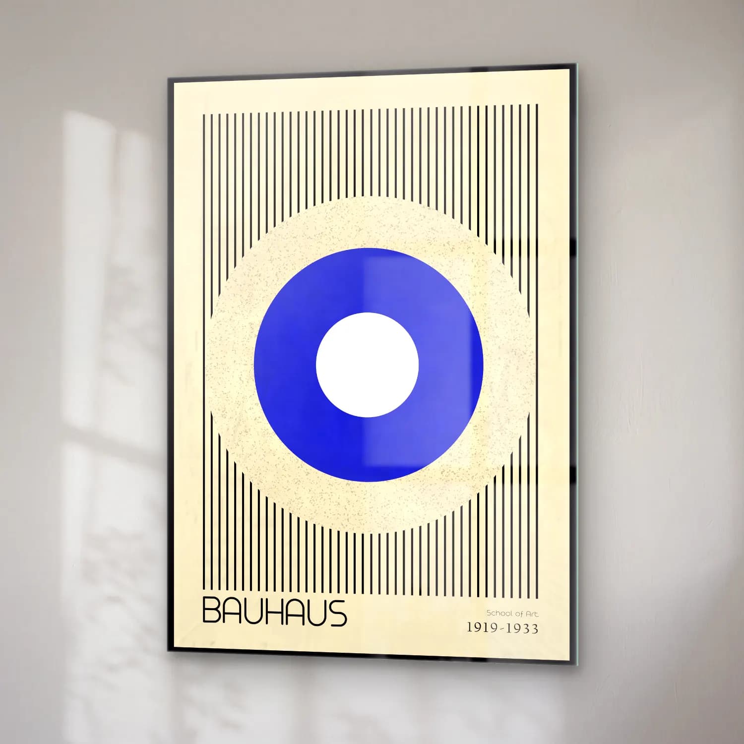 Bauhaus Geometrik Daireler No. 55 cam tablo — sağ açıdan görünüm