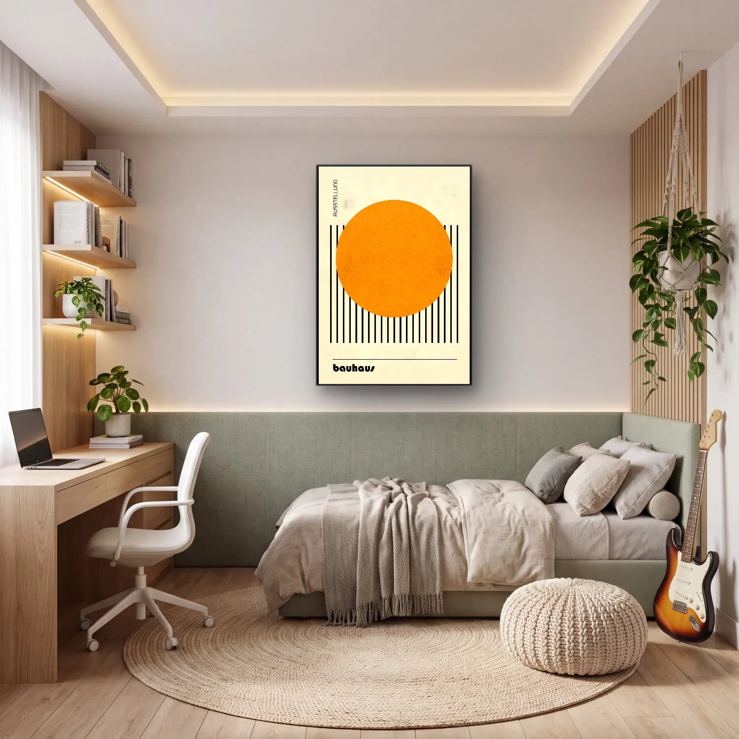 Bauhaus Geometrik Daireler No. 56 cam tablo — genç odasında