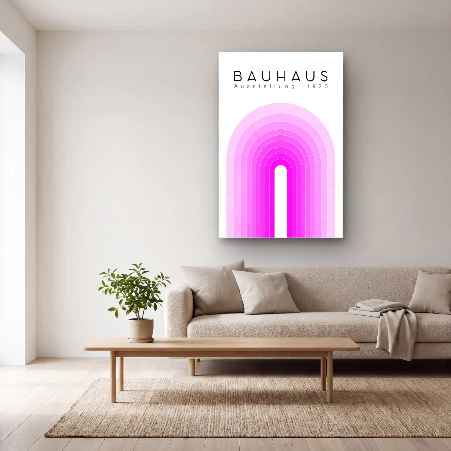 Bauhaus Soyut Kemer – Pembe Tonlar cam tablo — açık renk salonda