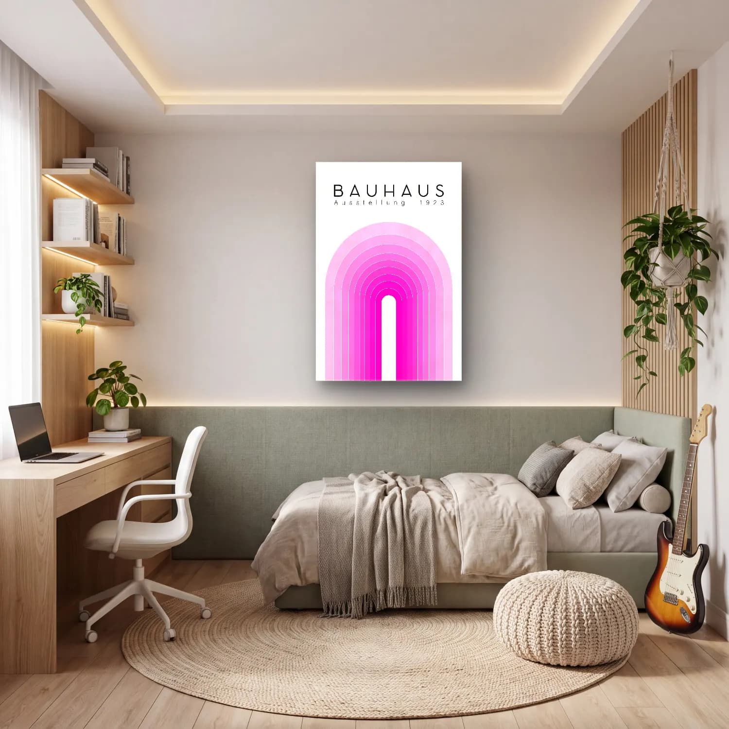 Bauhaus Soyut Kemer – Pembe Tonlar cam tablo — genç odasında