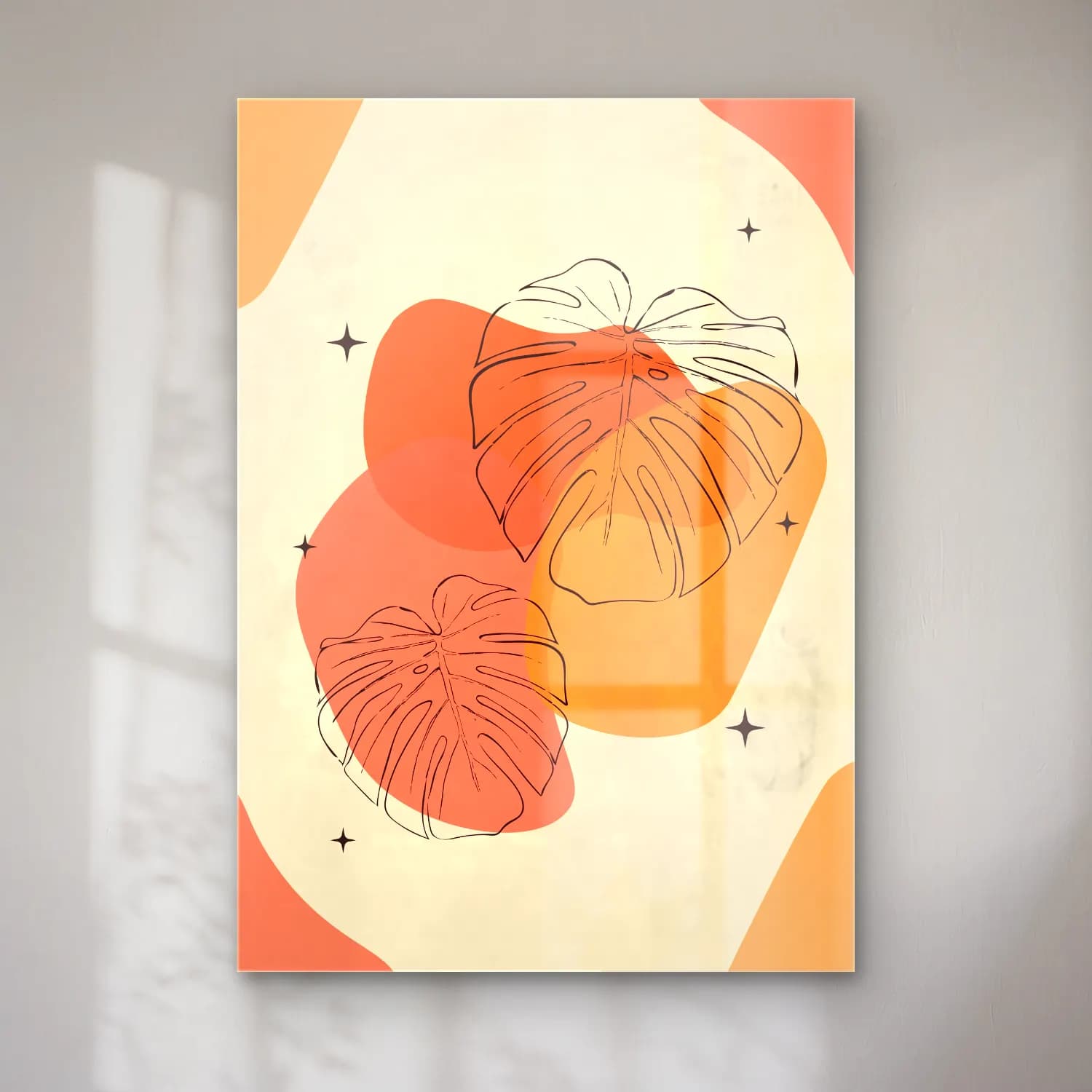 Boho Monstera Yaprağı cam tablo — Boho Monstera Yaprağı — boho monstera yaprağı