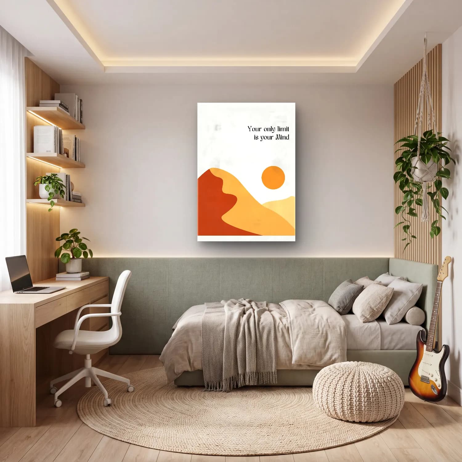 Çizgi Sanatı Söz Posteri cam tablo — genç odasında