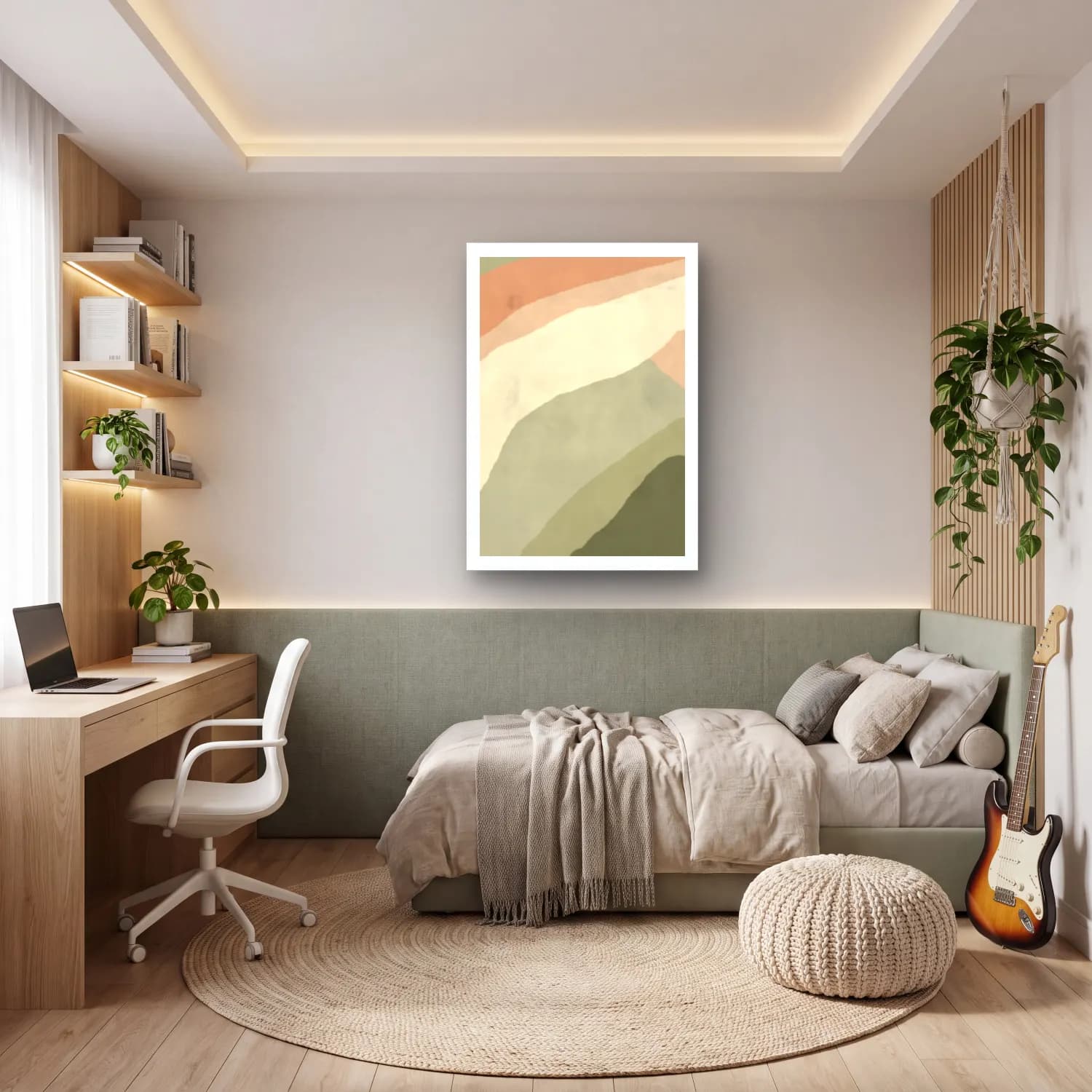 Pastel Renk Alanları – Bej Tonlar cam tablo — genç odasında