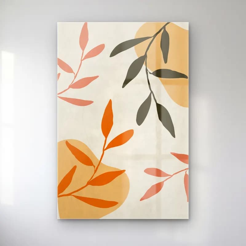 Boho Botanik Yapraklar No. 4 cam tablo — Boho Botanik Yapraklar No. 4 — boho botanik yapraklar