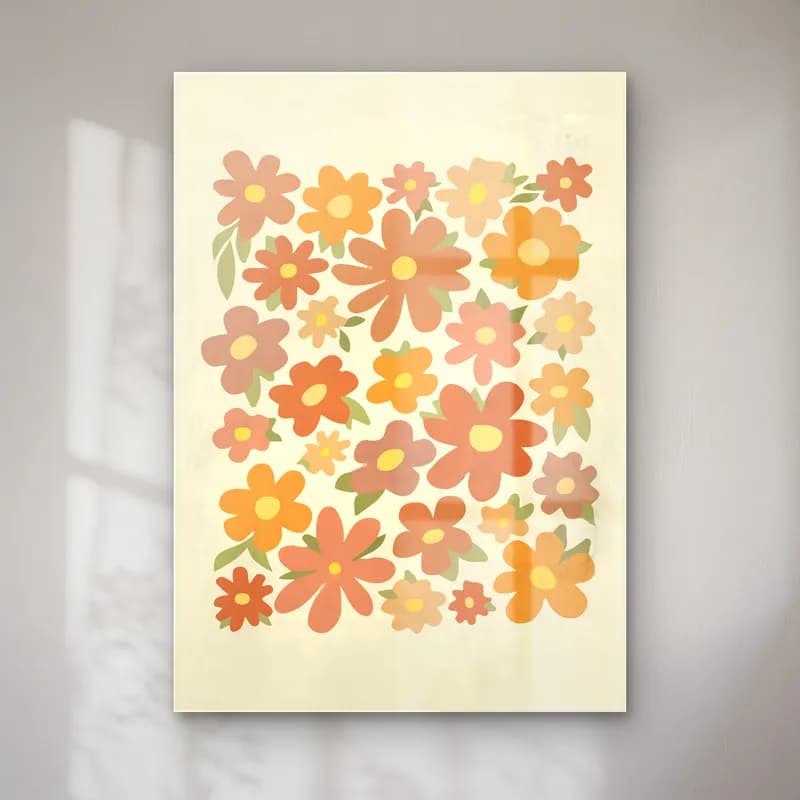 Retro Çiçek Deseni cam tablo — Retro Çiçek Deseni — retro çiçek deseni