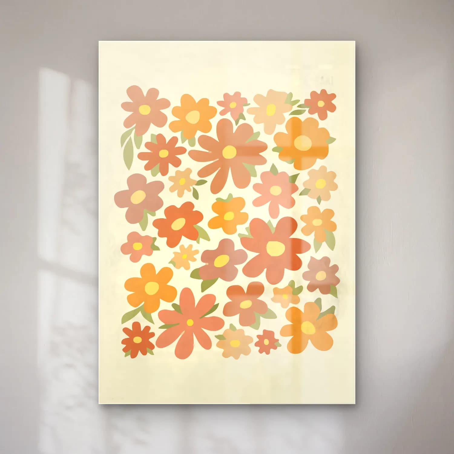 Retro Çiçek Deseni cam tablo — Retro Çiçek Deseni — retro çiçek deseni